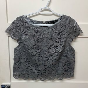 Silver lace crop top